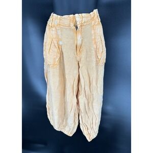 Anthropologie Harem Embroidered Pants Size Large Orange Boho Parachute